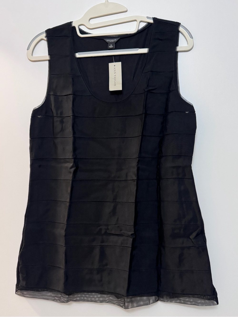 Ann Taylor Black Ribbon-Striped Sleeveless Shell Top